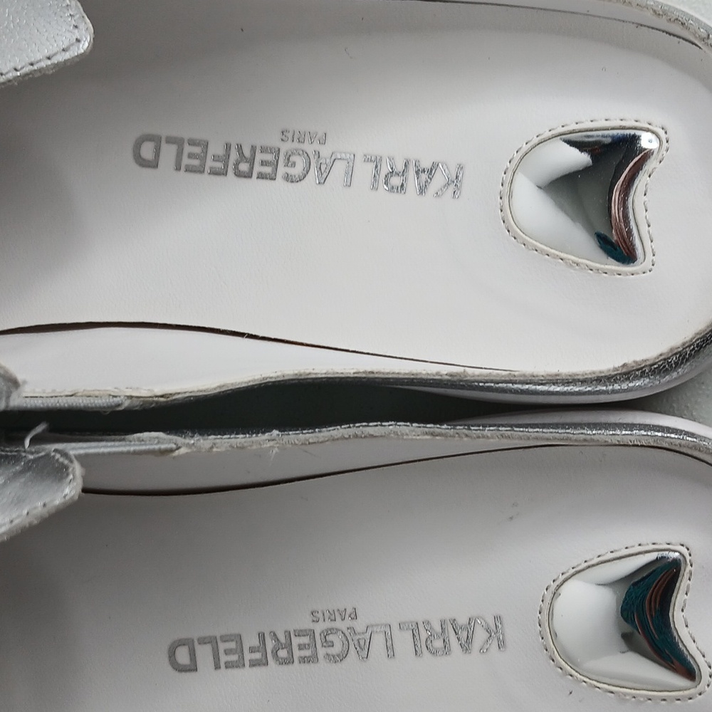 Karl Lagerfeld- Paris - Eisley - Silver Leather & Stud Slip-On Sneakers - 8.5M - Picture 6 of 12